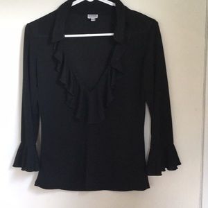 Black top with ruffles
